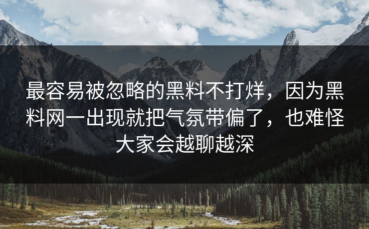 最容易被忽略的黑料不打烊，因为黑料网一出现就把气氛带偏了，也难怪大家会越聊越深