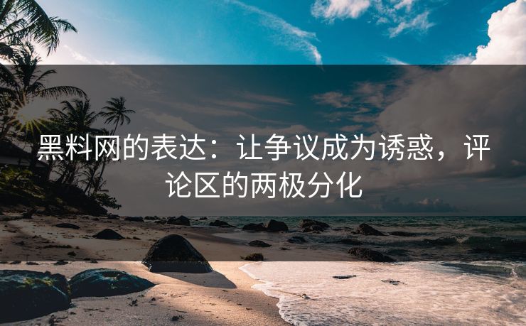 黑料网的表达：让争议成为诱惑，评论区的两极分化